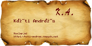 Kóti András névjegykártya