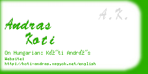 andras koti business card